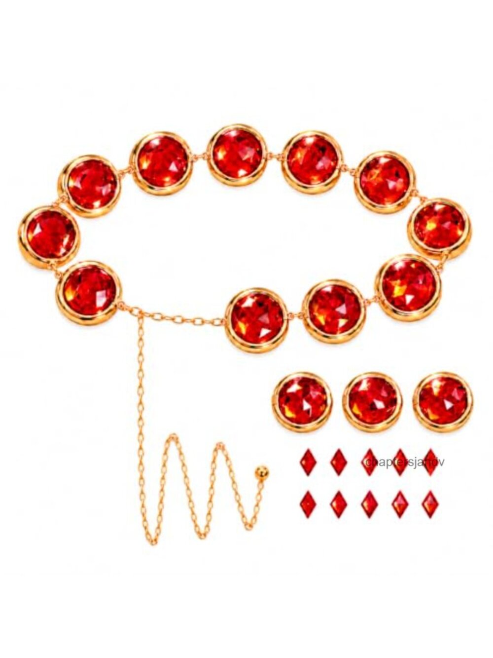 Raven Cosplay Belt Red Gem Waist Chain Adjustable Alloy Costume Prop